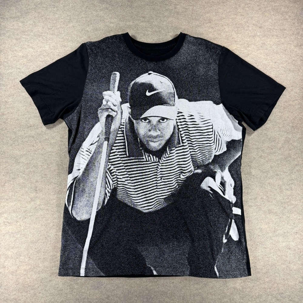 Nike Tiger Woods Poster Tee 25th Anniversary Golf Shirt Black Men's L DQ8129